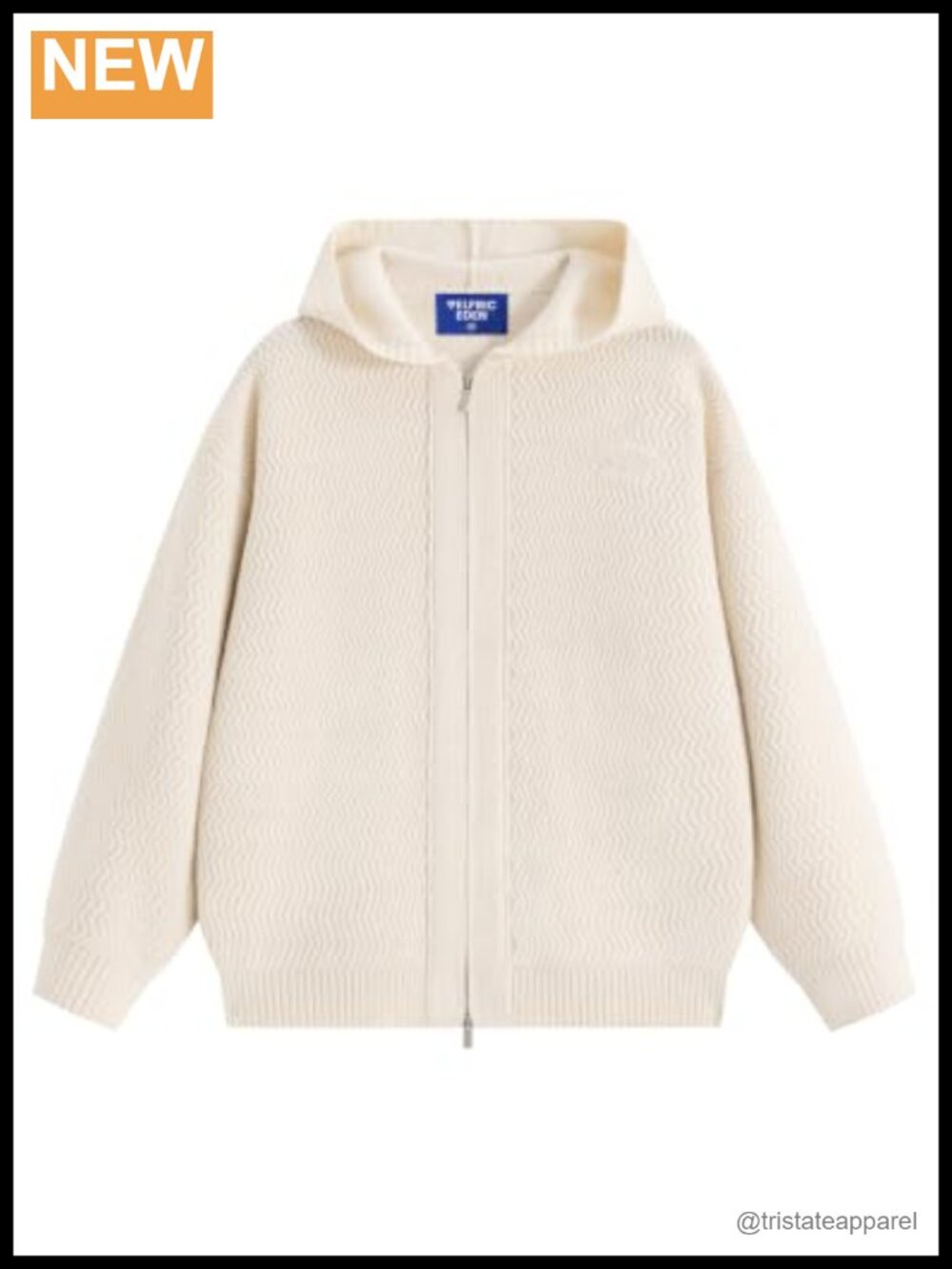 Chunky Knit Zip Up Hooded Cardigan Sweater Oversized Drop Shoulder Long Sleeve